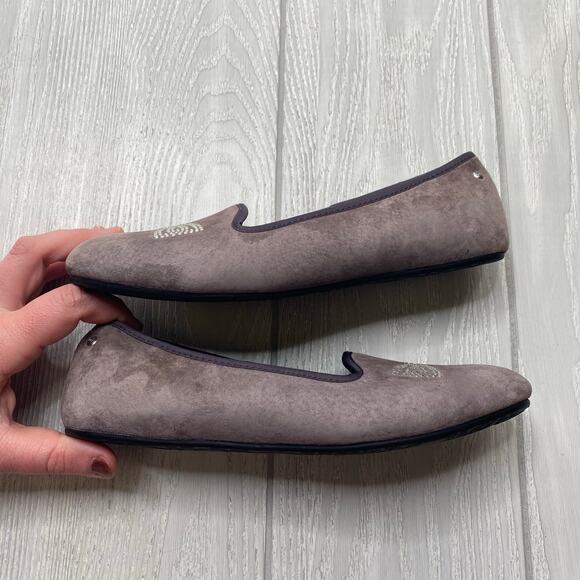 Ugg Women's Alloway Grey Suede Crystal Bow Bedazzled Ballet Flats Size 7.5 - Picture 5 of 9